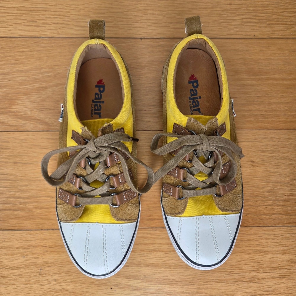 Pajar Canada Women Yellow Tan Suede Duck Toe Low Top Sneakers US 10 Euro 41